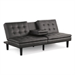 Furniture of America Fallein Gray Faux Leather Futon Sofa Bed with USB Ports
