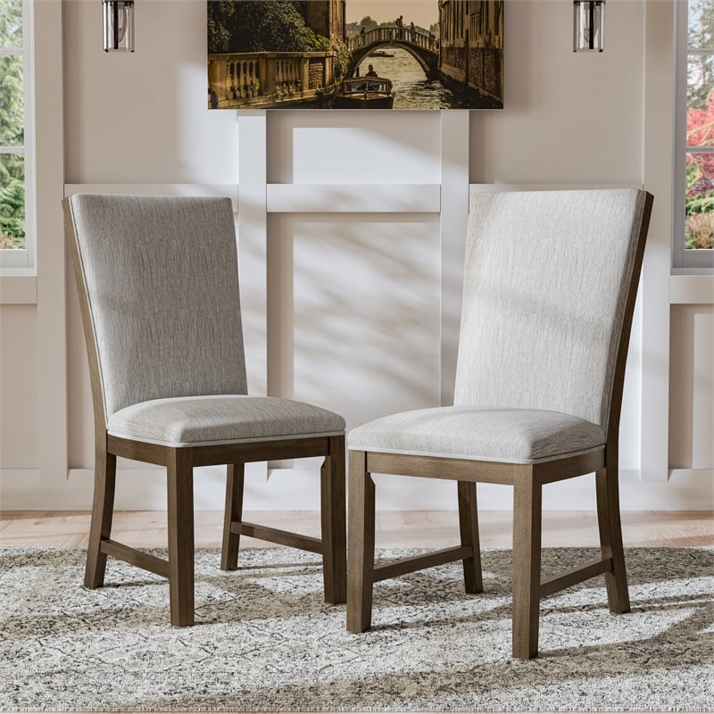 Furniture of America Vrusales Wood and Upholstered Side Chairs in Oak (Set of 2)