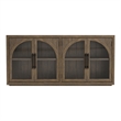 Furniture of America Vrusales Wood 4-Door Oak Server with Glass Doors