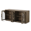 Furniture of America Vrusales Wood 4-Door Oak Server with Glass Doors