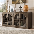 Furniture of America Vrusales Wood 4-Door Oak Server with Glass Doors