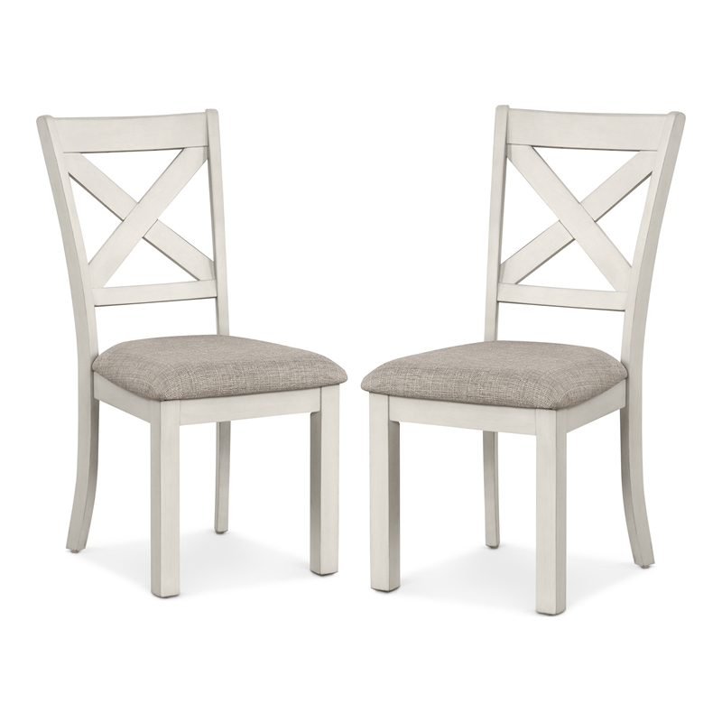 Furniture of America Chalen Wood X-Cross Back Side Chairs in White (Set of 2)