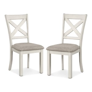 Furniture of America Chalen Wood X-Cross Back Side Chairs in White (Set of 2)