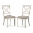 Furniture of America Chalen Wood X-Cross Back Side Chairs in White (Set of 2)