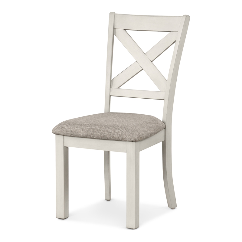 Furniture of America Chalen Wood X-Cross Back Side Chairs in White (Set of 2)
