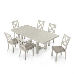 Furniture of America Chalen Wood 7-Piece Extendable Dining Table Set in White