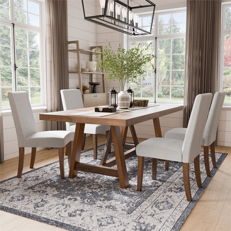Furniture of America Zephyrine Wood 5-Piece Dining Table Set in Brown