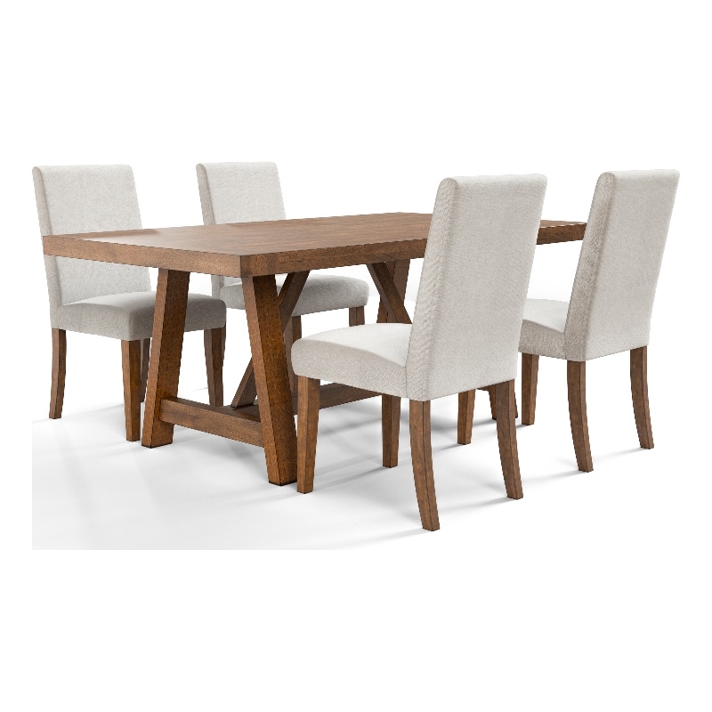 Furniture of America Zephyrine Wood 5-Piece Dining Table Set in Brown