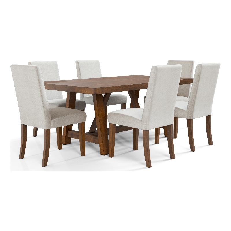 Furniture of America Zephyrine Wood 7-Piece Dining Table Set in Brown