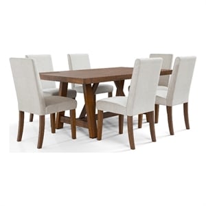 Furniture of America Zephyrine Wood 7-Piece Dining Table Set in Brown