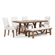 Furniture of America Zephyrine Wood 6-Piece Dining Table Set in Brown