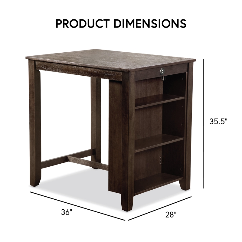 Furniture of America Kael Wood 3-Piece Counter Dining Table Set in Cherry