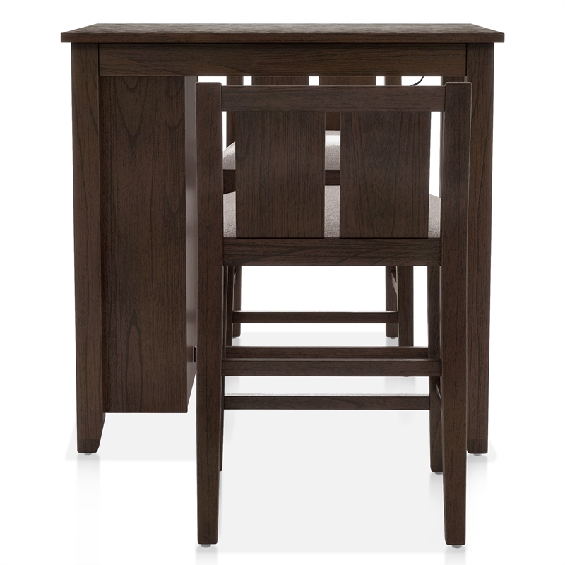 Furniture of America Kael Wood 3-Piece Counter Dining Table Set in Cherry