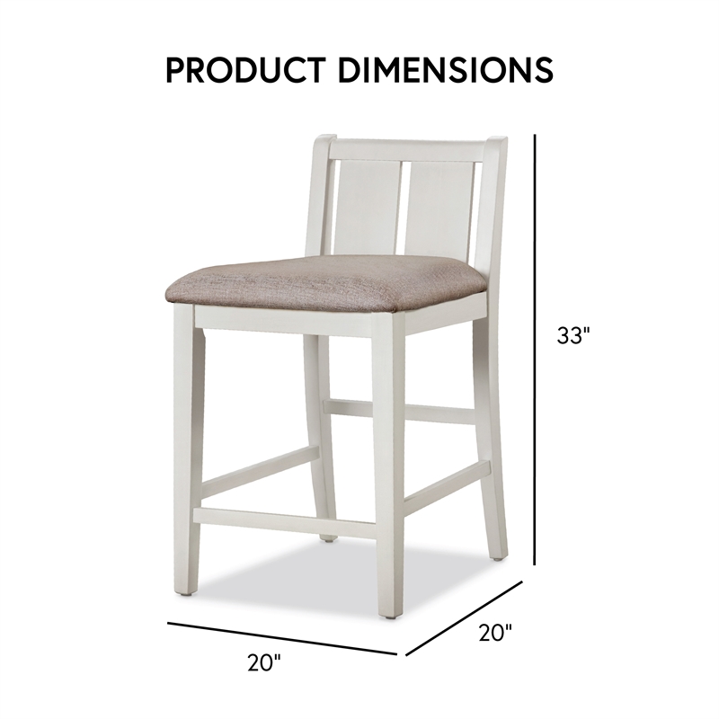 Furniture of America Kael Wood 3-Piece Counter Dining Table Set in White