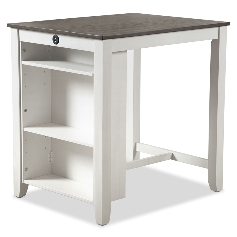 Furniture of America Kael Wood 3-Piece Counter Dining Table Set in White