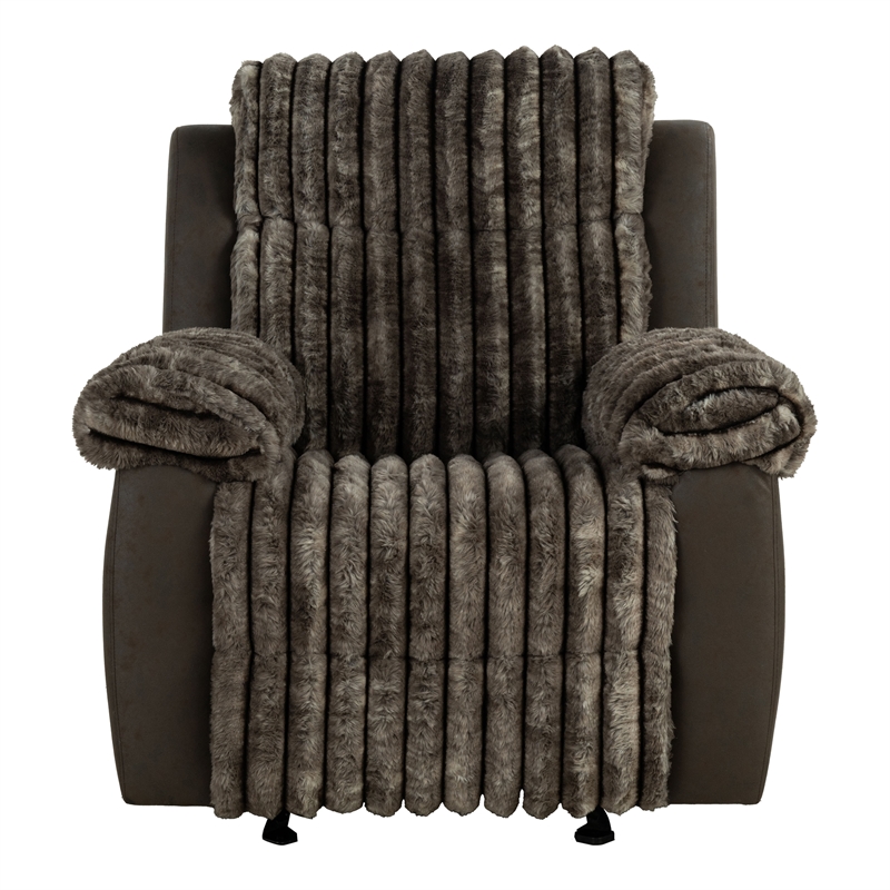 Furniture of America Esmalt Fabric Manual Glider Recliner in Brown