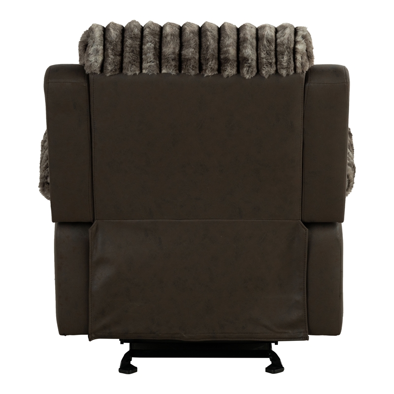 Furniture of America Esmalt Fabric Manual Glider Recliner in Brown