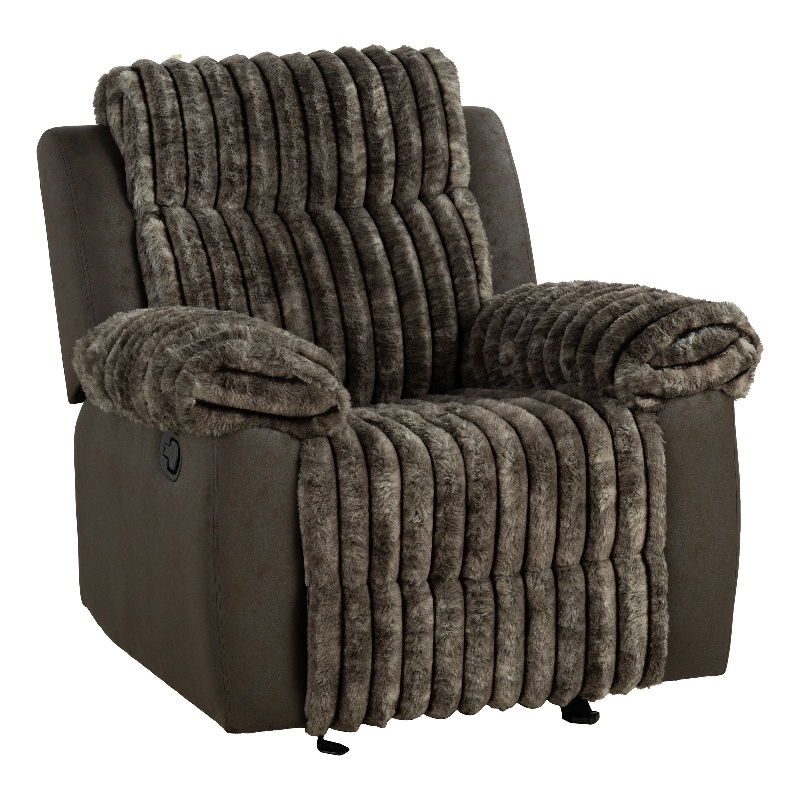 Furniture of America Esmalt Fabric Manual Glider Recliner in Brown