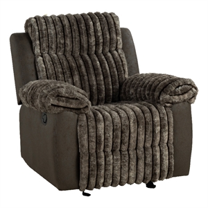Furniture of America Esmalt Fabric Manual Glider Recliner in Brown