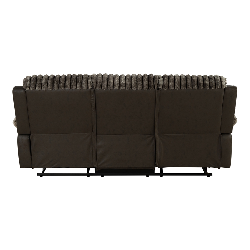 Furniture of America Esmalt Brown Fabric Manual Reclining Sofa with LED