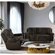 Furniture of America Esmalt Fabric 2-Piece Manual Reclining Sofa Set in Brown