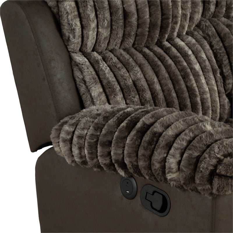 Furniture of America Esmalt Fabric 2-Piece Manual Reclining Sofa Set in Brown