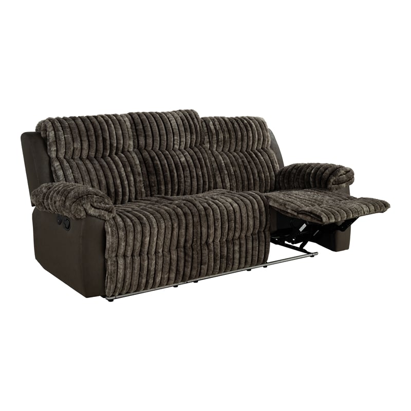 Furniture of America Esmalt Fabric 2-Piece Manual Reclining Sofa Set in Brown