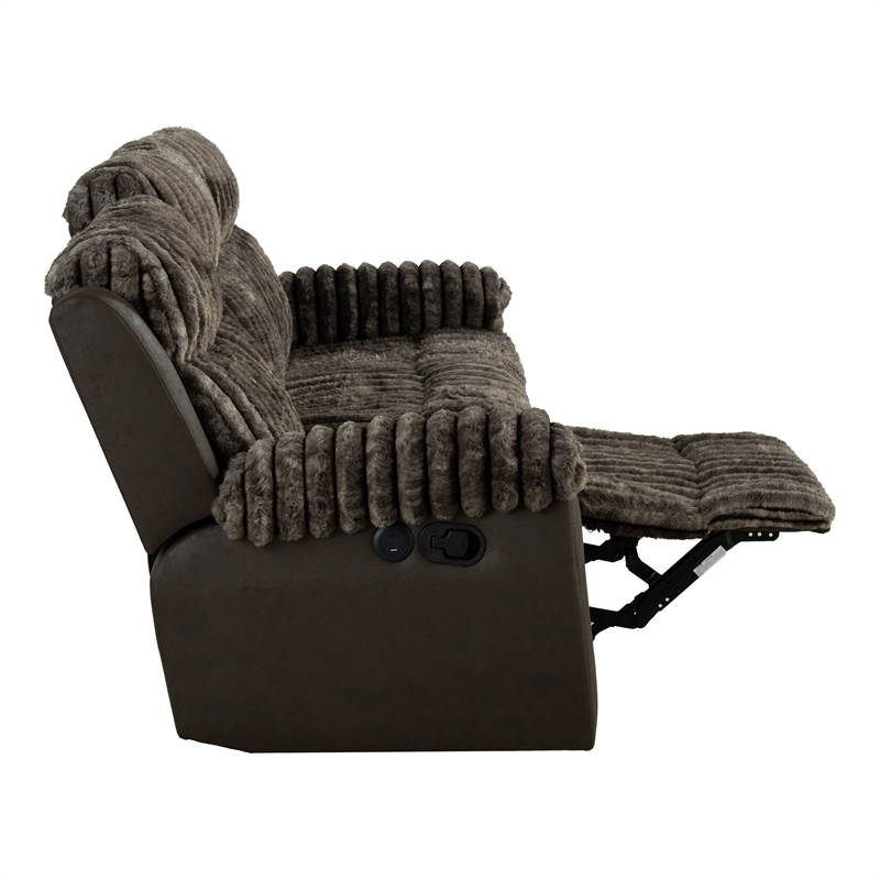 Furniture of America Esmalt Fabric 2-Piece Manual Reclining Sofa Set in Brown