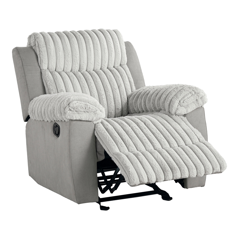 Furniture of America Esmalt Fabric Manual Glider Recliner in Gray