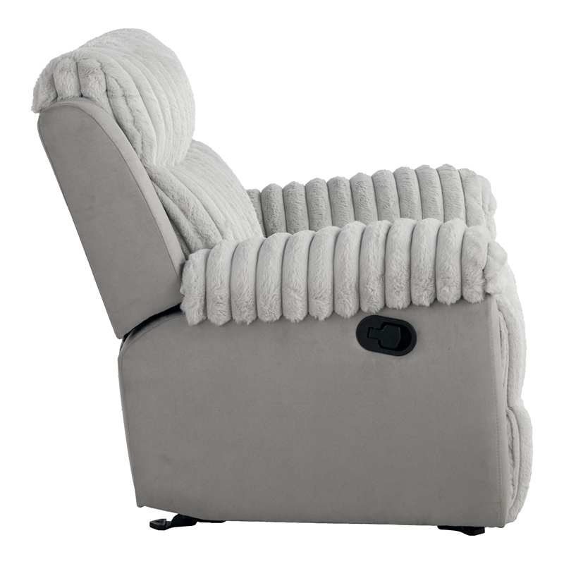 Furniture of America Esmalt Fabric Manual Glider Recliner in Gray