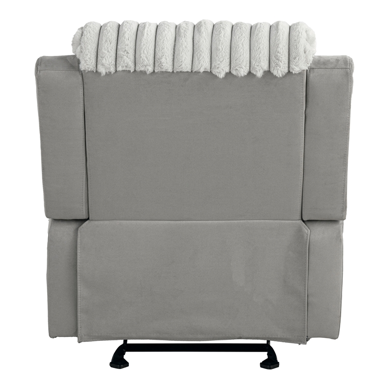 Furniture of America Esmalt Fabric Manual Glider Recliner in Gray