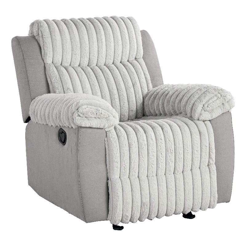 Furniture of America Esmalt Fabric Manual Glider Recliner in Gray