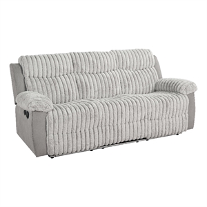 Furniture of America Esmalt Gray Fabric Manual Reclining Sofa with LED