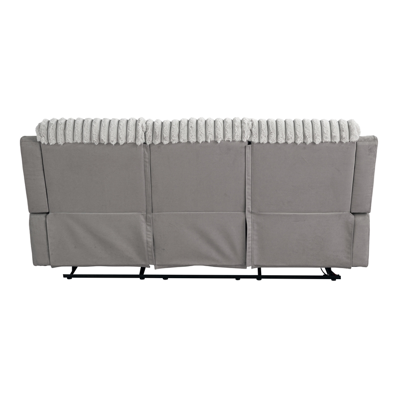 Furniture of America Esmalt Fabric 2-Piece Manual Reclining Sofa Set in Gray