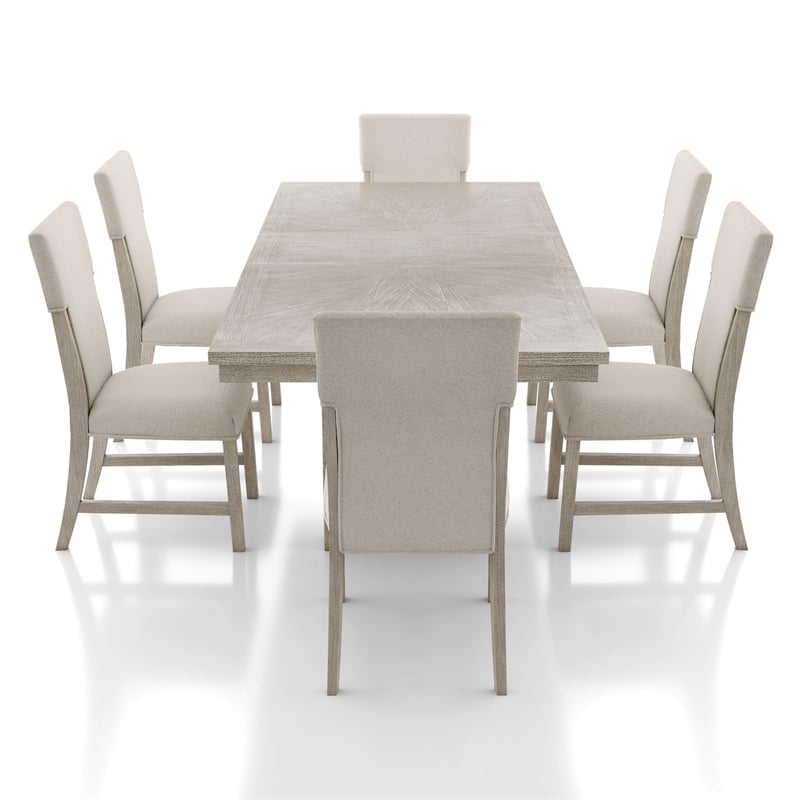 Furniture of America Westely Wood 7-Piece Dining Table Set in Natural