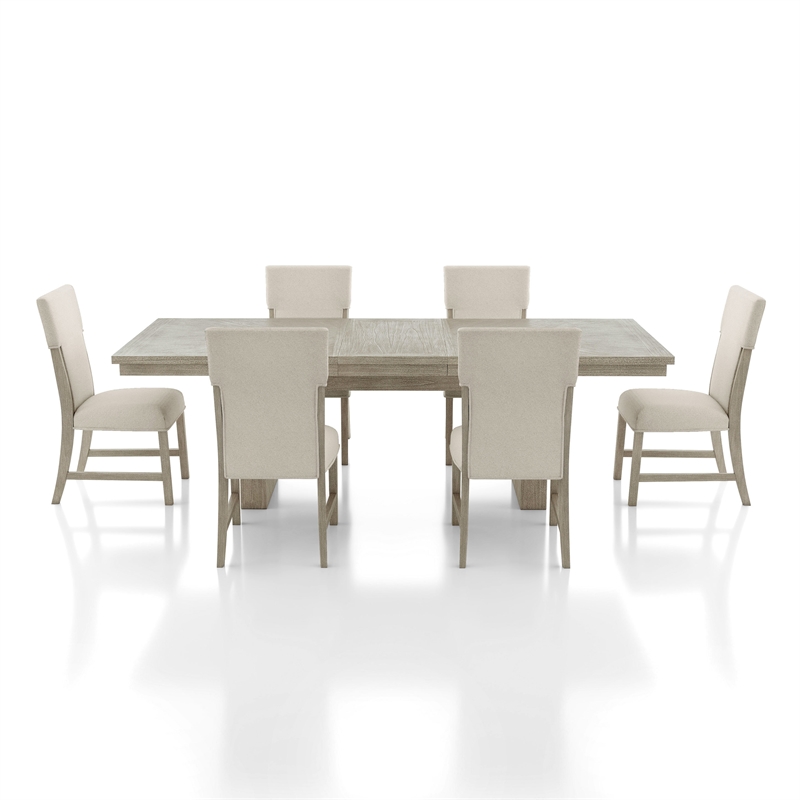 Furniture of America Westely Wood 7-Piece Dining Table Set in Natural