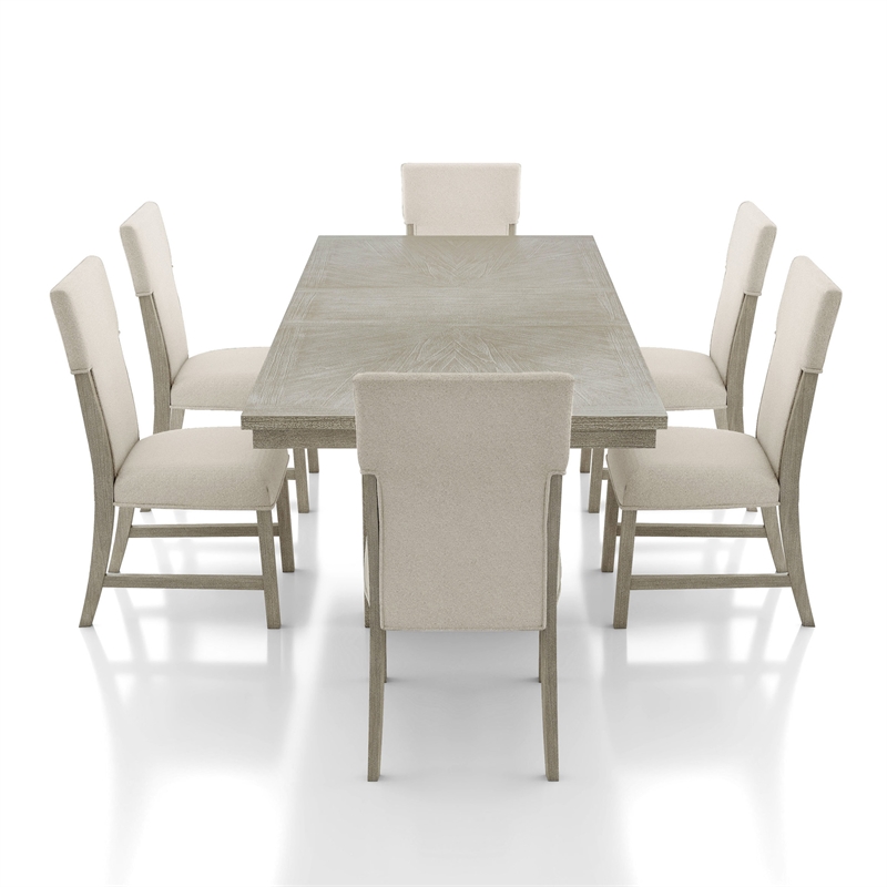 Furniture of America Westely Wood 7-Piece Dining Table Set in Natural