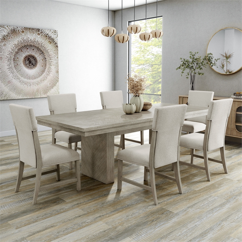 Furniture of America Westely Wood 7-Piece Dining Table Set in Natural