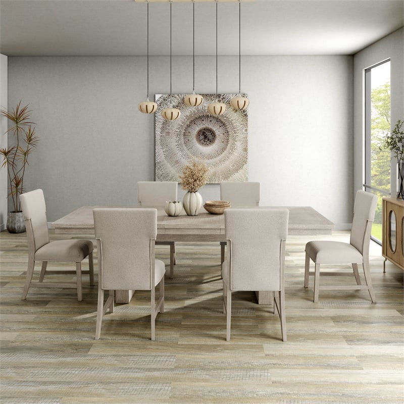 Furniture of America Westely Wood 7-Piece Dining Table Set in Natural