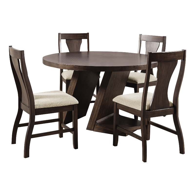 Furniture of America Alaric Wood 5-Piece Round Dining Table Set in Espresso