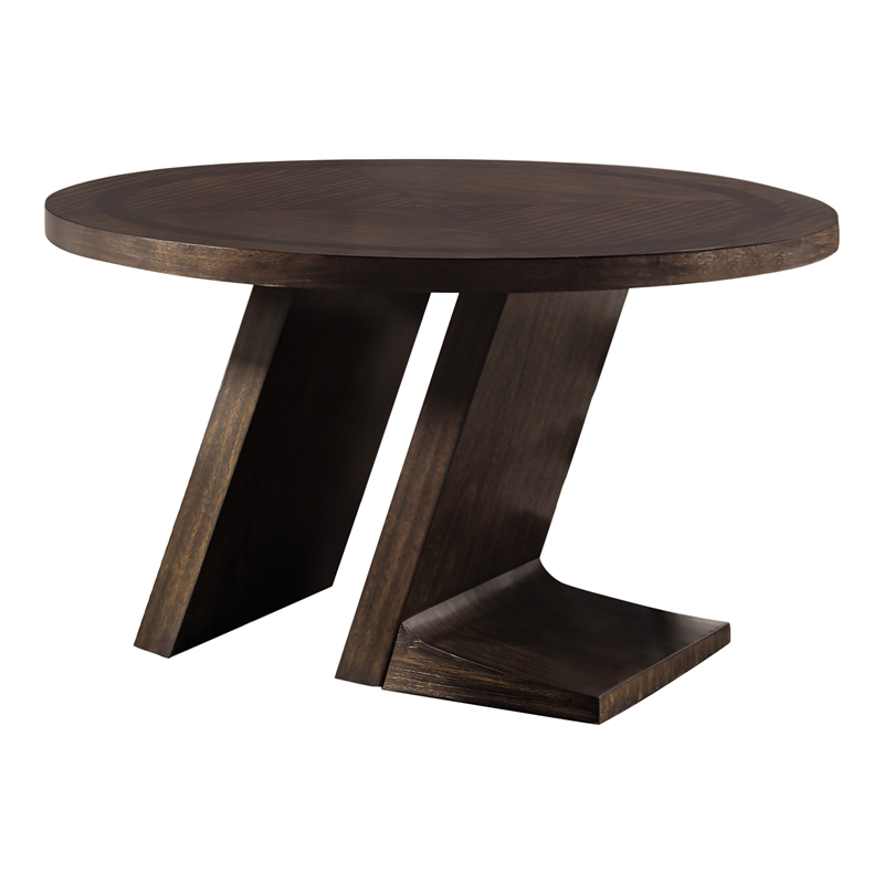 Furniture of America Alaric Wood 7-Piece Round Dining Table Set in Espresso