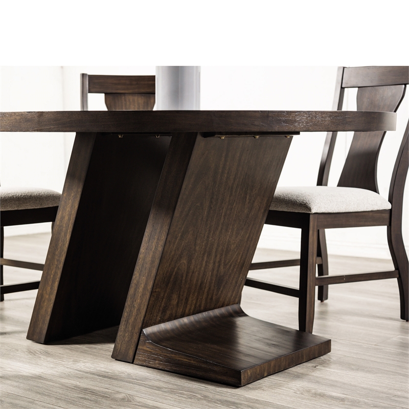 Furniture of America Alaric Wood 7-Piece Round Dining Table Set in Espresso