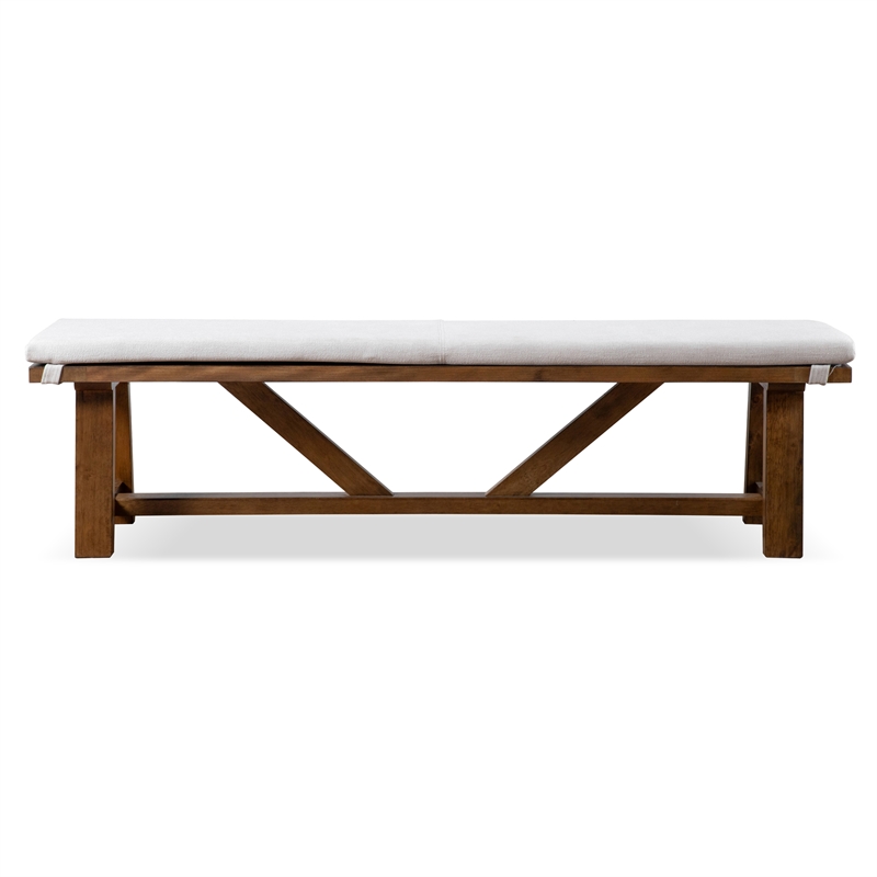 Furniture of America Zephyrine Padded Fabric and Wood Dining Bench in Brown