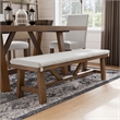 Furniture of America Zephyrine Padded Fabric and Wood Dining Bench in Brown