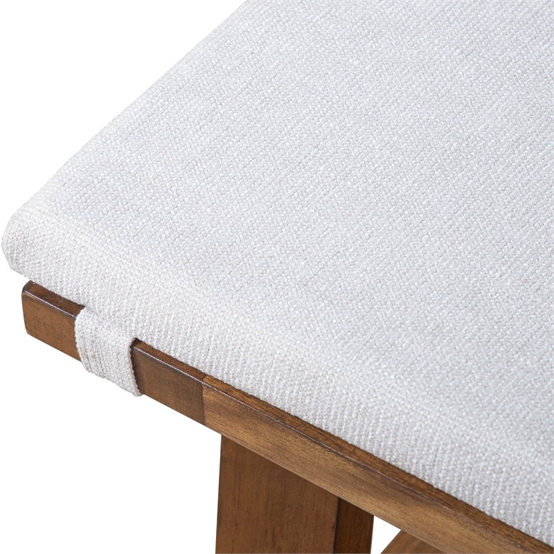 Furniture of America Zephyrine Padded Fabric and Wood Dining Bench in Brown