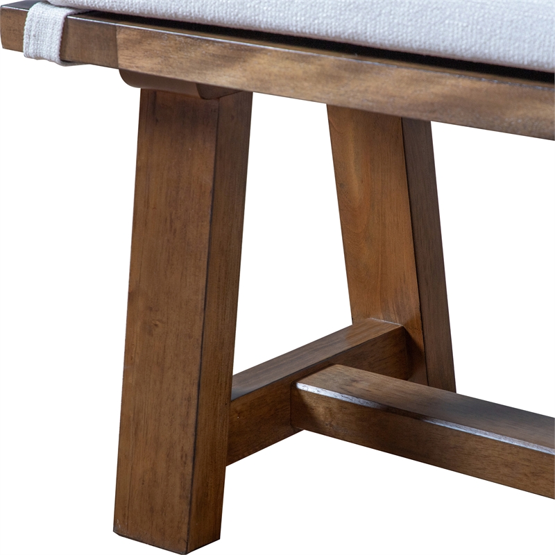 Furniture of America Zephyrine Padded Fabric and Wood Dining Bench in Brown