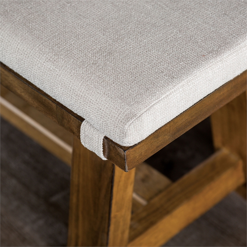 Furniture of America Zephyrine Padded Fabric and Wood Dining Bench in Brown