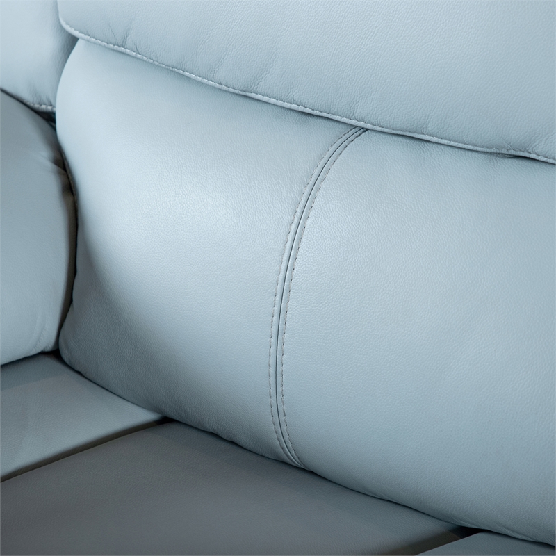 Furniture of America Sorin Blue Leather 2-Piece Manual Reclining Sofa Set