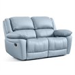 Furniture of America Sorin Blue Leather 2-Piece Manual Reclining Sofa Set