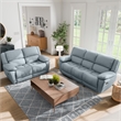 Furniture of America Sorin Blue Leather 2-Piece Manual Reclining Sofa Set
